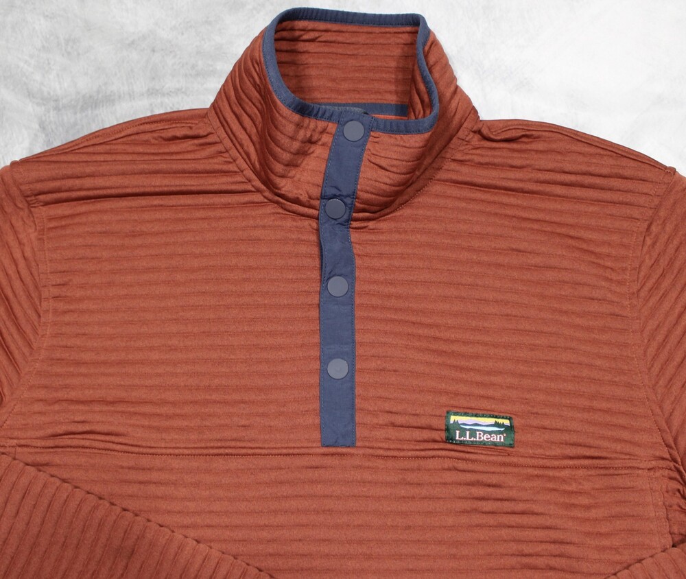 L.L. Bean 1/4 Snap Long Sleeve Pullover Mens XL Burnt Orange Airlight